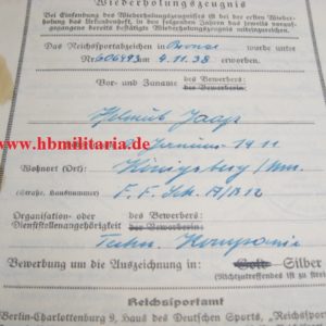 Urkundengruppe für das Reichssportabzeichen-2274