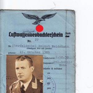 Nachtjagdraumführer 2: Luftwaffenbeobachterschein mit Dokumente und Fotos.-3594