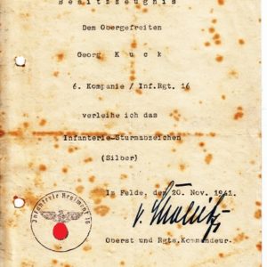 Grosser Nachlass eines Obergefreiten im Infanterie Regiment 16.-3855