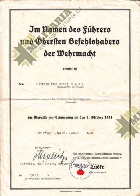 Grosser Nachlass eines Obergefreiten im Infanterie Regiment 16.-3860