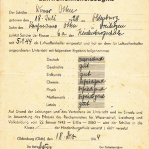 Dokumentennachlaß eines Luftwaffenhelfers in einer Flakbatterie aus dem Raum Oldenburg-4657