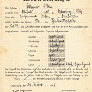 Dokumentennachlaß eines Luftwaffenhelfers in einer Flakbatterie aus dem Raum Oldenburg-4658