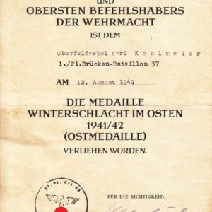 3er Urkundengruppe u.a. mit Unterschrift General der Panzertruppe Knobelsdorff und Urkunde KVK 12. Armee List-4673