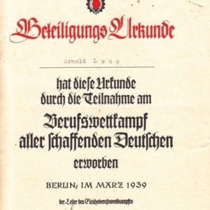 Arbeitsbuch Kriegsmarinewerft Wilhelmshaven + Urkunde + Zeugnis-4644