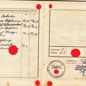 Arbeitsbuch Kriegsmarinewerft Wilhelmshaven + Urkunde + Zeugnis-4642