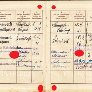 Arbeitsbuch Kriegsmarinewerft Wilhelmshaven + Urkunde + Zeugnis-4643