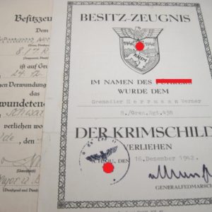 Besitzzeugnis Krim Schild, Dokumentennachlass-9638