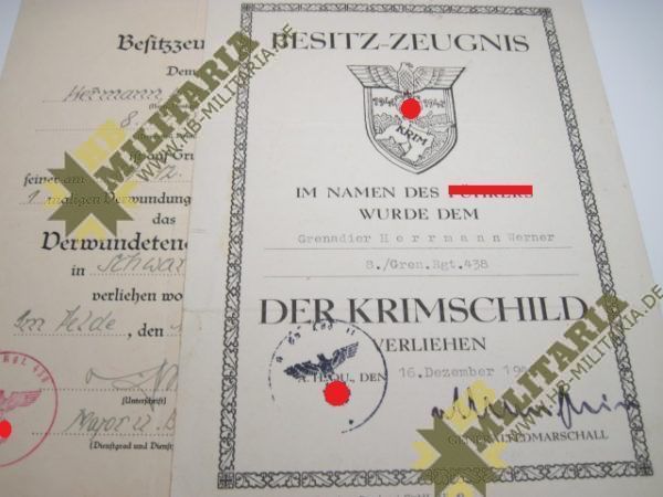 Besitzzeugnis Krim Schild, Dokumentennachlass-9638