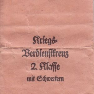 Verleihungstüte Kriegs- Verdienstkreuz 2. Klasse mit Schwertern-0