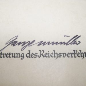 Original Tintenunterschrift Adolf Hitler für Beförderungsurkunde des Reichsbahndirektors Alfred Daus.-11518