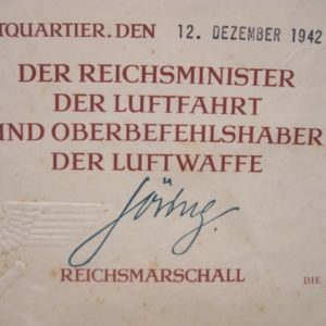 Luftwaffe - Große Verleihungsurkunde zum Deutschen Kreuz in Gold. KG27.-11538