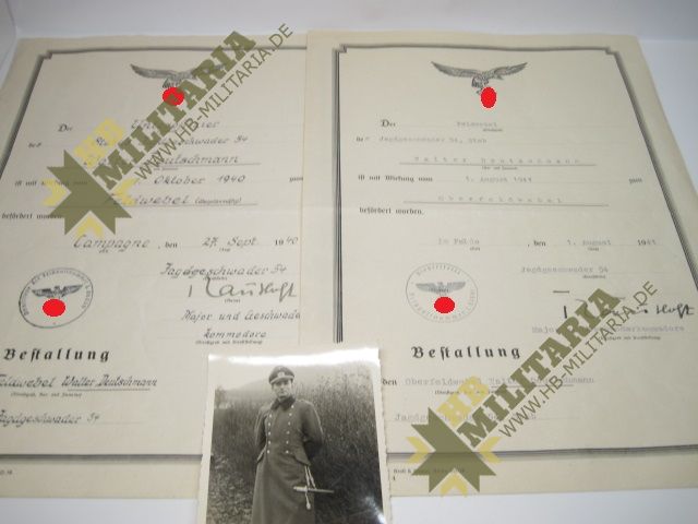 Kleiner Nachlass Bestallung im Jagdgeschwader 54 mit originaler Unterschrift Trautloft- VERKAUFT- SOLD