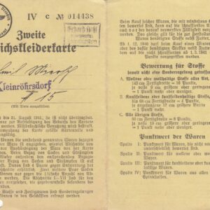 Zweite Reichskleiderkarte. Dresden.