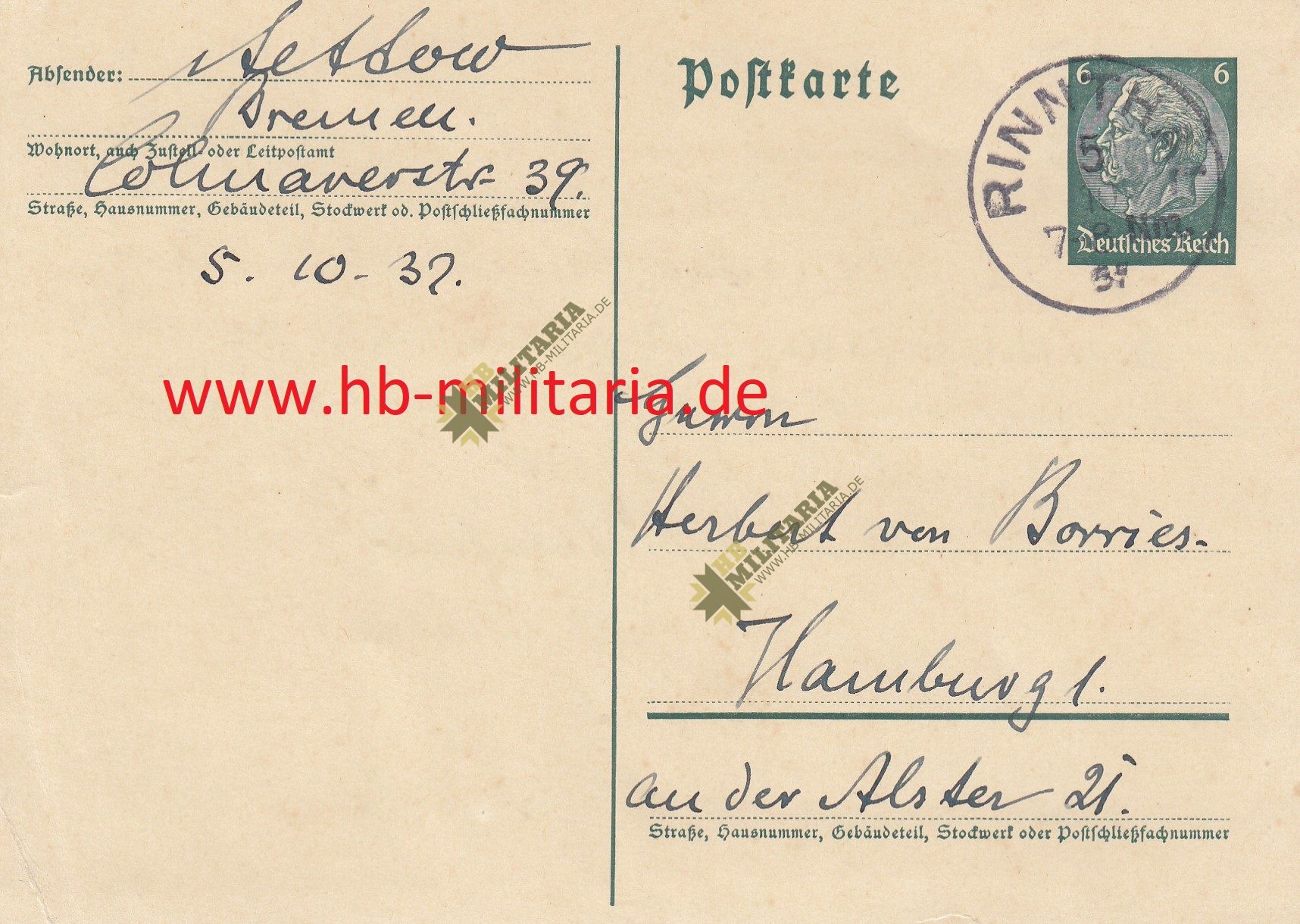 Postkarte mit OU von Lettow Vorbeck- VERKAUFT- SOLD