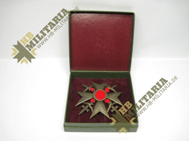 Spanienkreuz in bronze mit Schwertern, im LDO Etui, inkl. Fotoexpertise Carsten Baldes- VERKAUFT- SOLD
