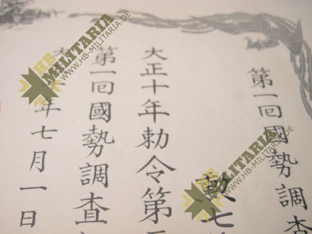 Japan: Erinnerungsmedaille an den ersten nationalen Zensus im Etui und Urkunde. – Bild 5