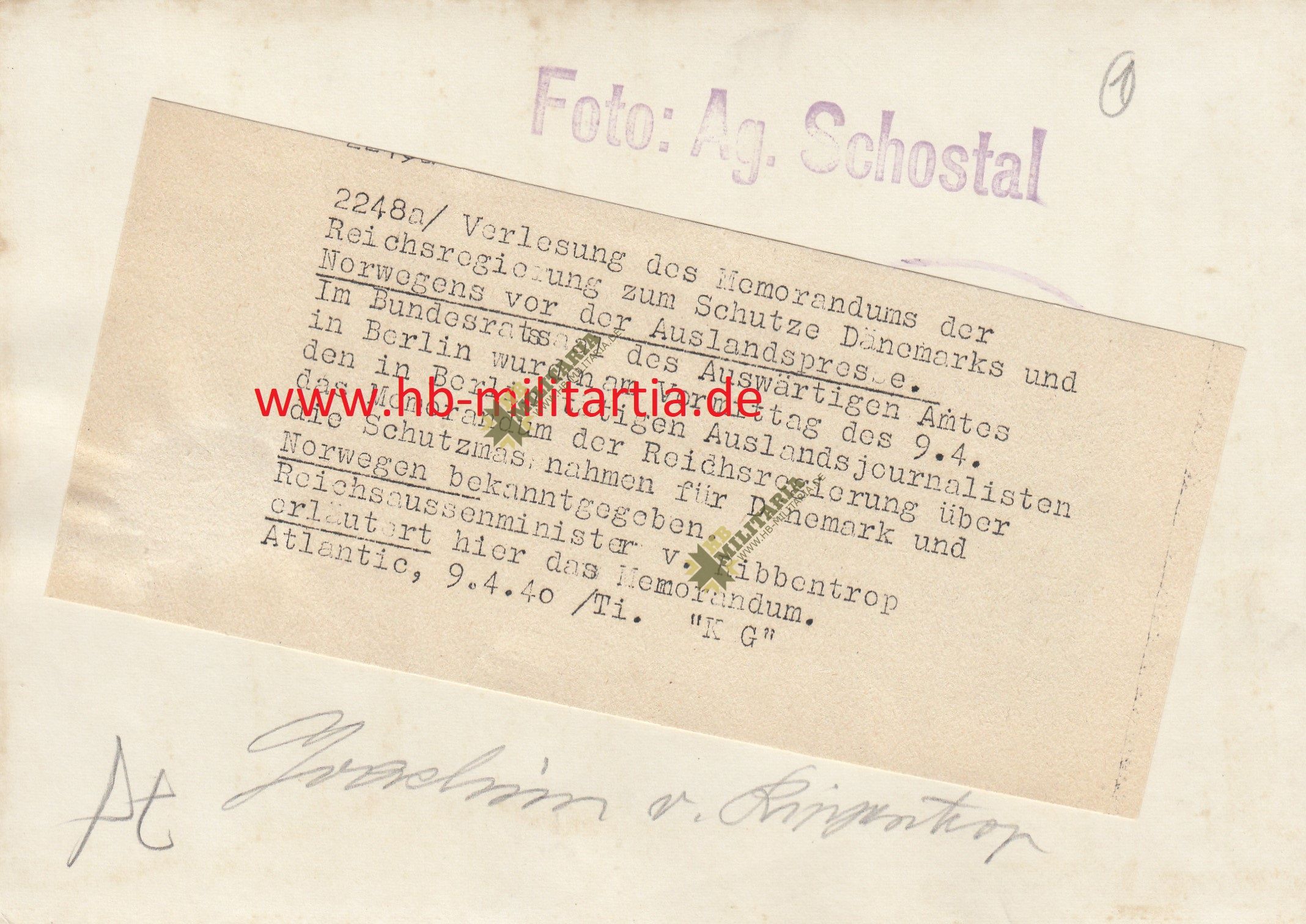 Foto mit originaler Unterschrift Reichsaußenminister von Ribbentrop- VERKAUFT-SOLD – Bild 3