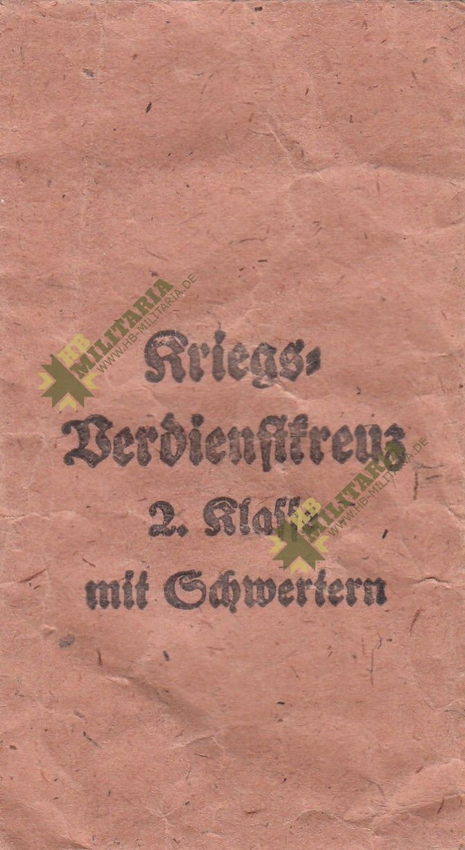 Kriegsverdienstkreuz 1939 zweite Klasse mit Schwertern- VERKAUFT- SOLD – Bild 9
