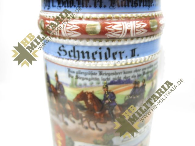 Reservistenkrug Baden 1. Batt. Feld Art. Rgt. Großherzog 1. Bad. Nr. 14 Karlsruhe- VERKAUFT- SOLD – Bild 7