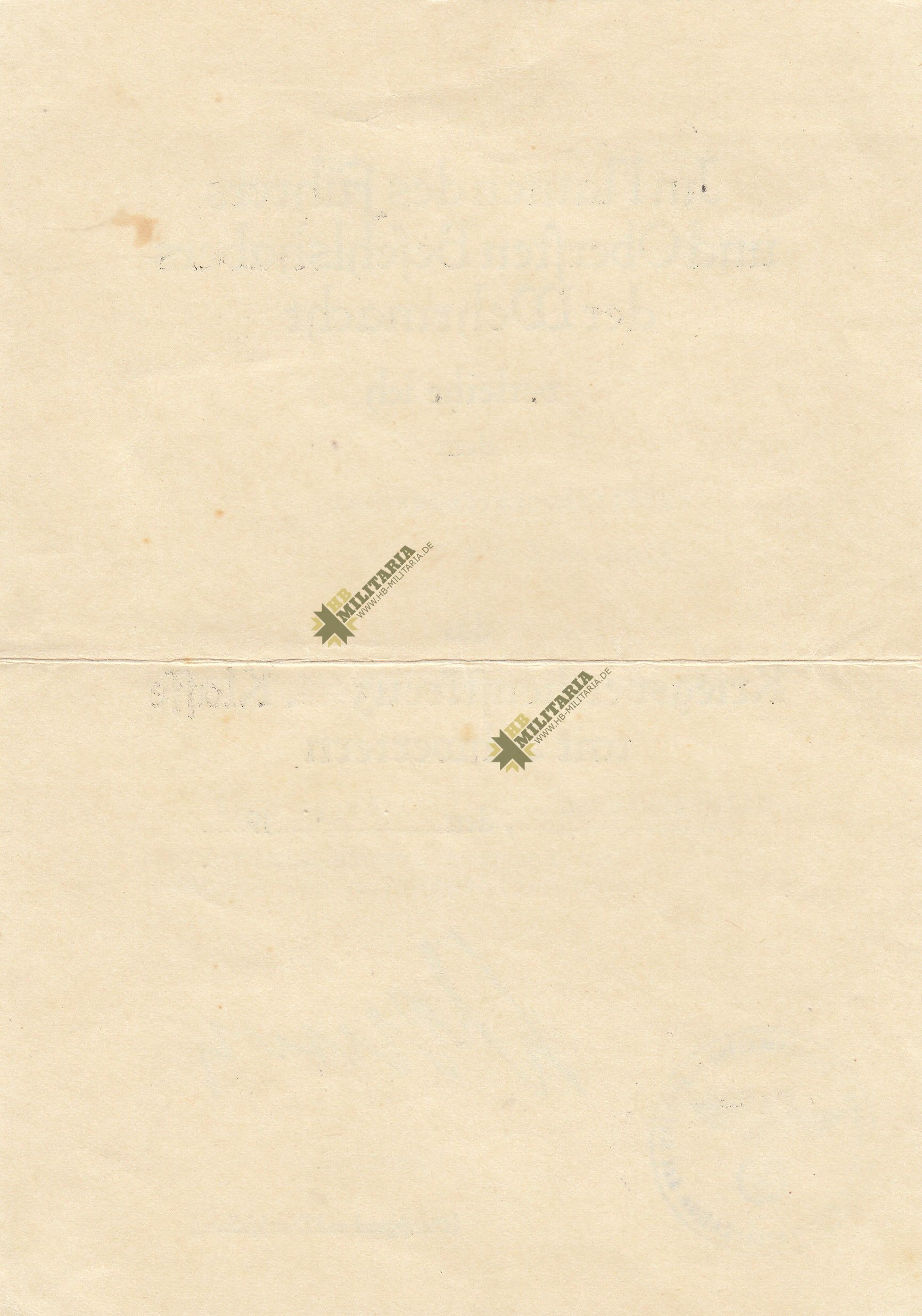 Urkunde Kriegsverdienstdkreuz 2. Klasse mit Schwertern. Kriegsmarine Wilhelmshaven. – Bild 2