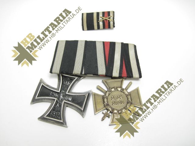 Ordensschnalle/ Spange, EK2/ Eisernes Kreuz, Kriegsteilnehmerkreuz u. Feldspange