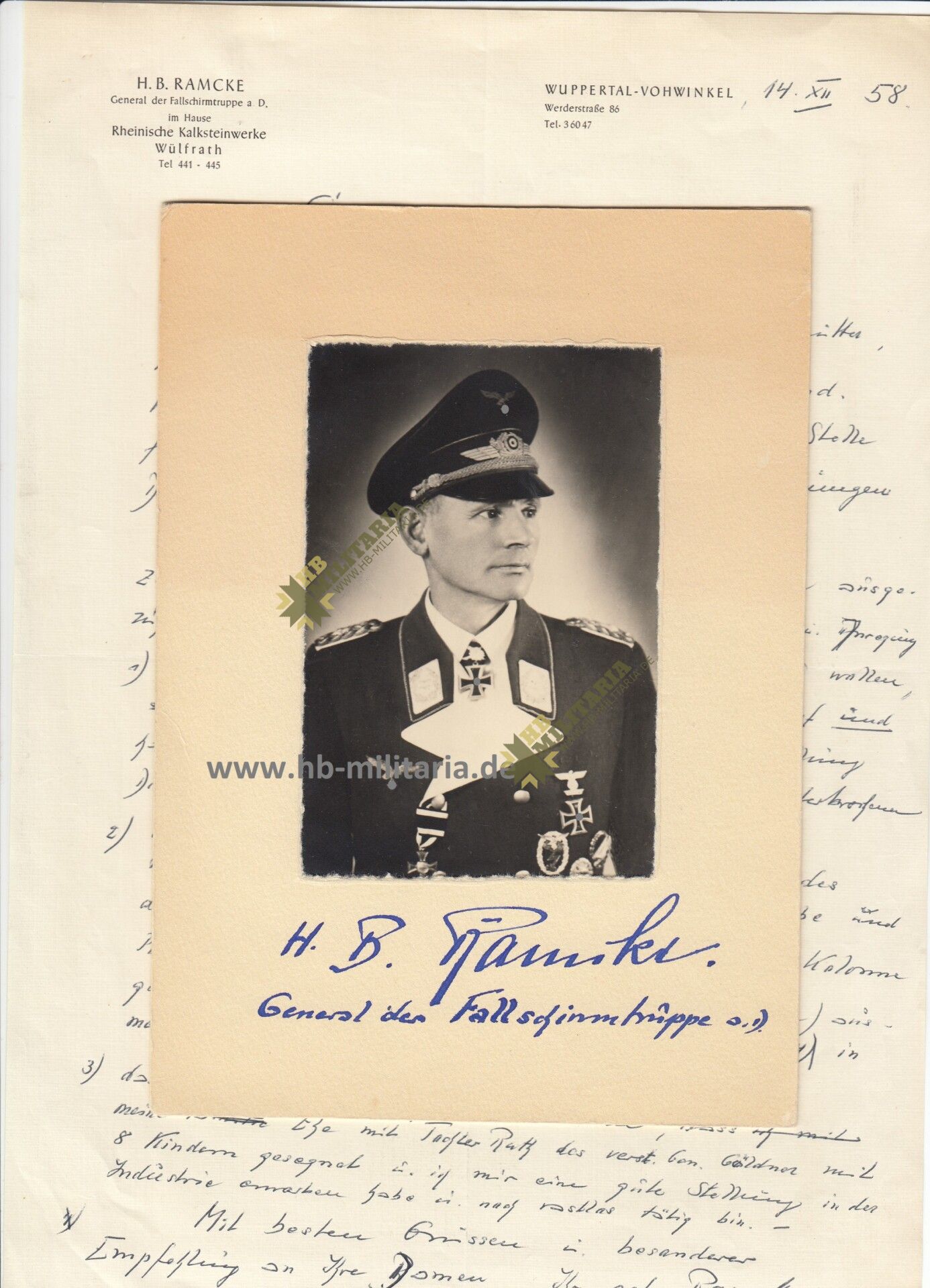 Dokumente: General der Fallschirmtruppe H. B. Ramcke