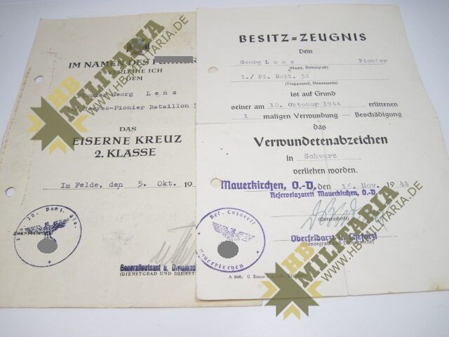 2er Urkundengruppe OU Eichenlaubträger Mortimer von Kessel. 20. Panzerdivision.