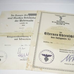 Urkunden Major Nebelabteilung der Luftwaffe, u.a. Eisernes Ehrenschild des Luftgaues XI