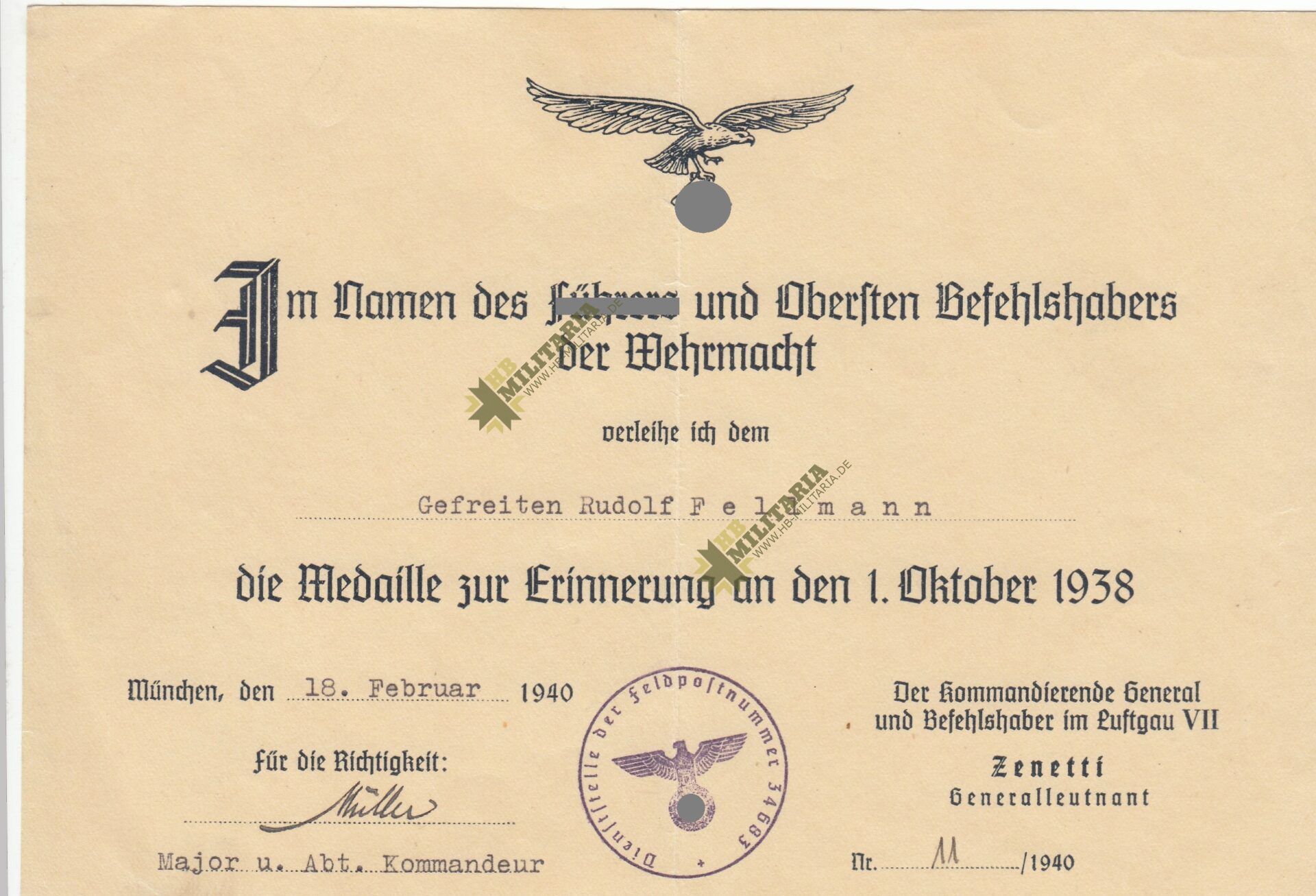 Urkunden Nachlass der Luftwaffen Flak – Bild 5