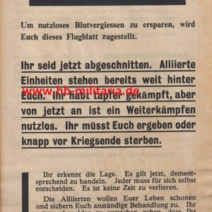 Original alliertes Flugblatt: Ihr seid jetzt abgeschnitten....