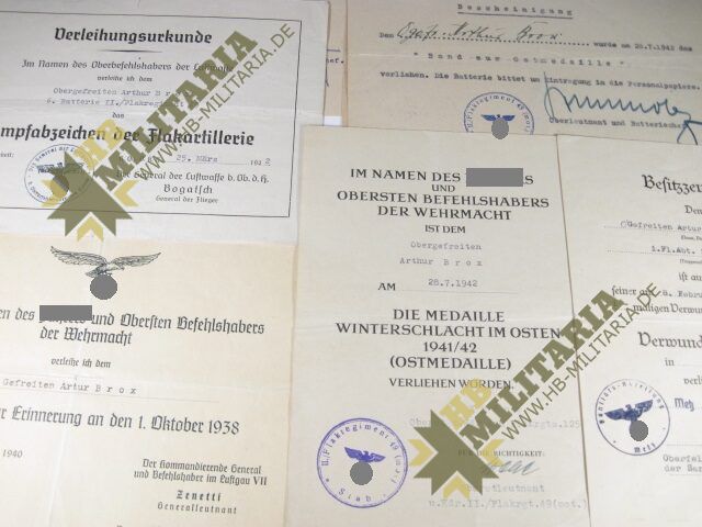 Dokumentennachlass eines Obergefreiten im Flak-Regiment 49