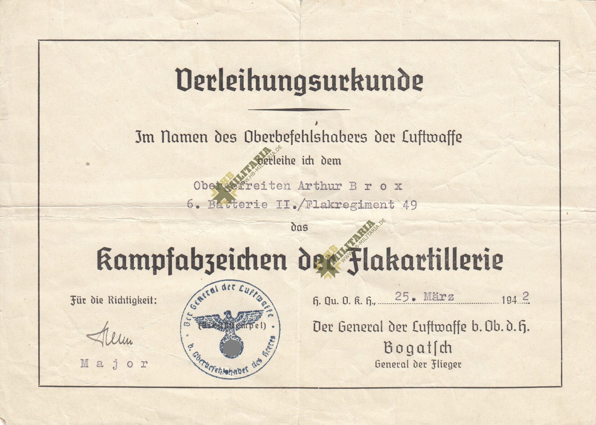 Dokumentennachlass eines Obergefreiten im Flak-Regiment 49 – Bild 7