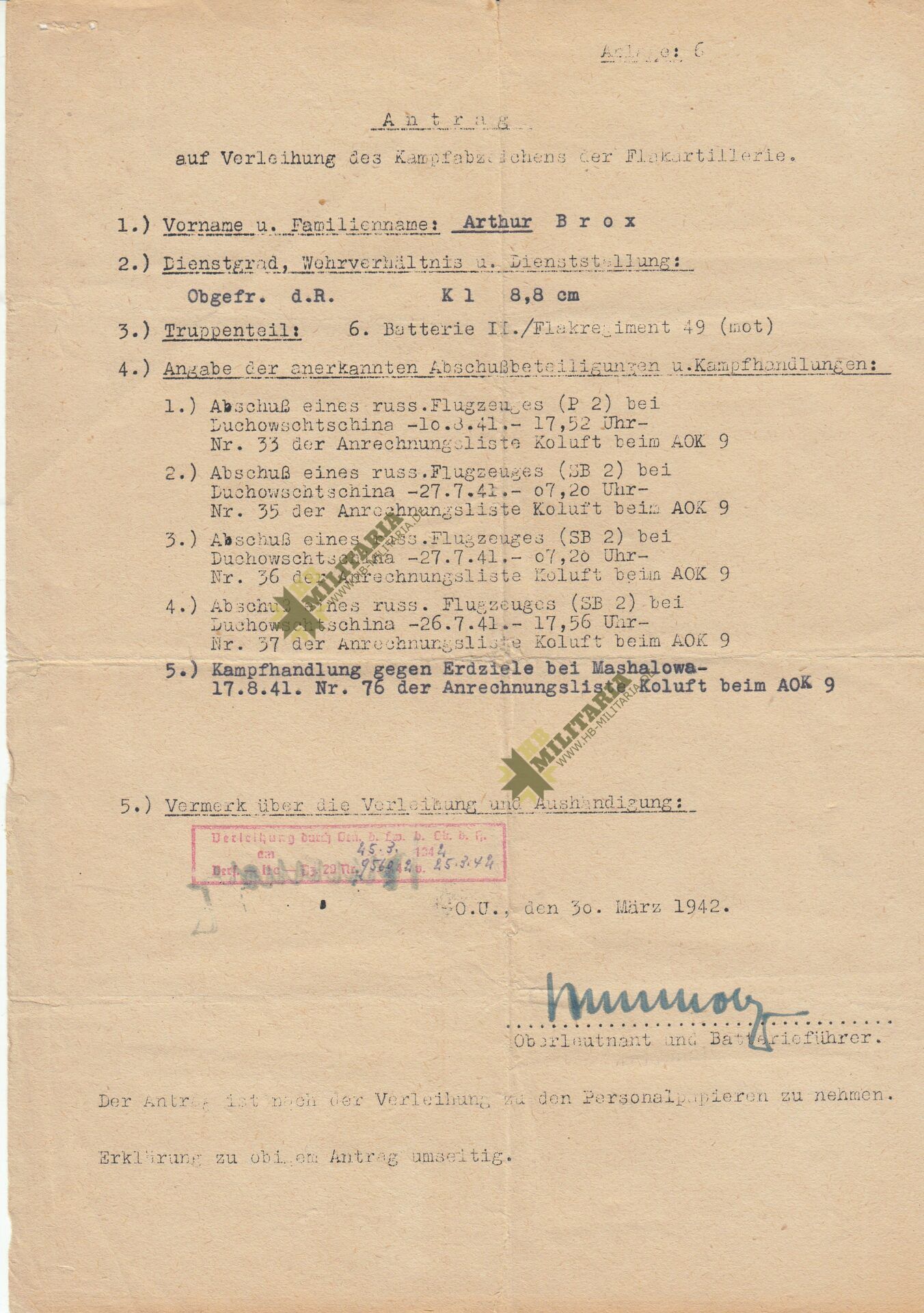 Dokumentennachlass eines Obergefreiten im Flak-Regiment 49 – Bild 8