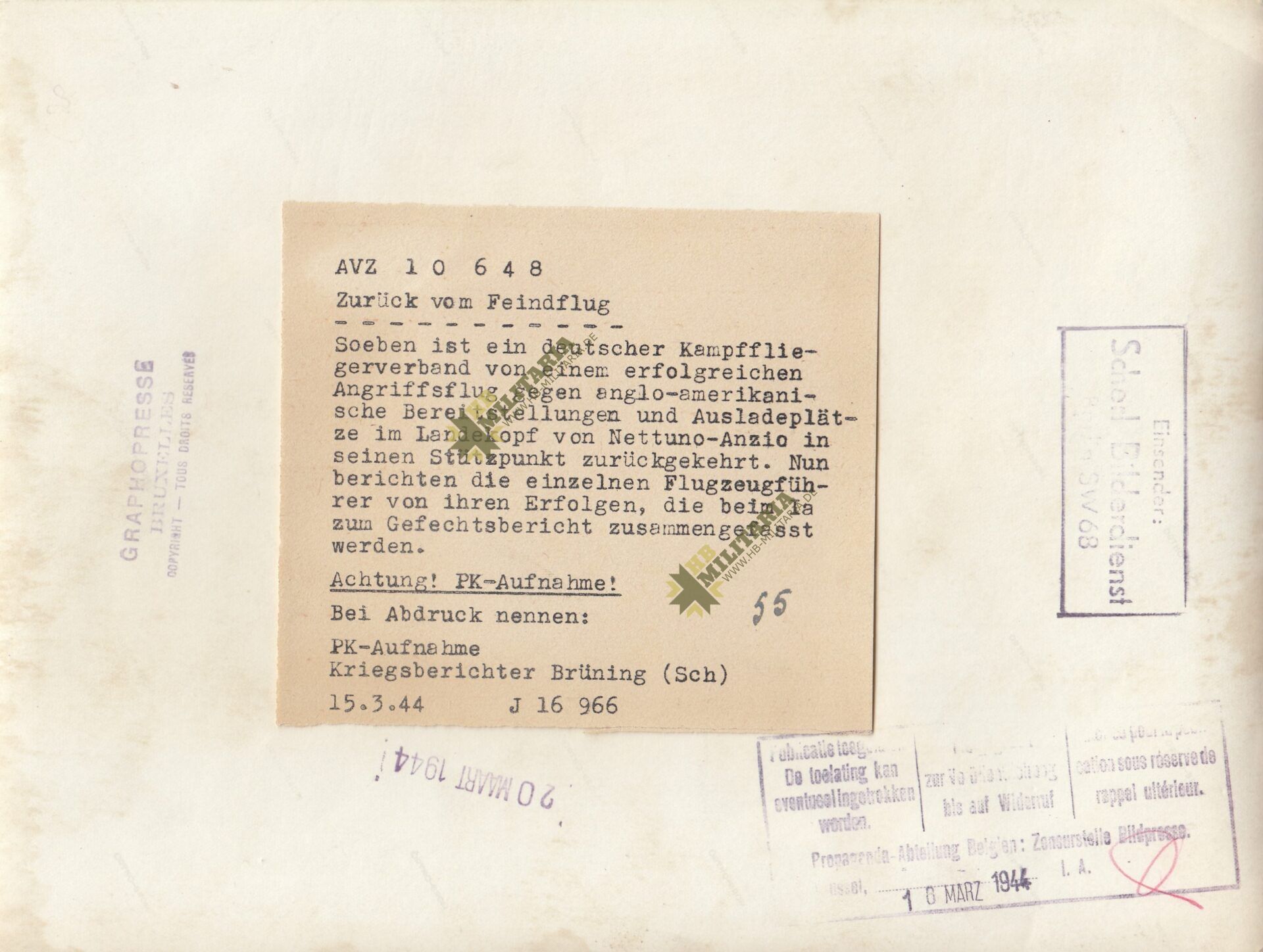 Pressefoto Luftwaffe: Zurück vom Feindlug. 1944. – Bild 2